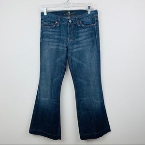 7 for all Mankind Dojo Medium Wash Flare Jeans Belted Pockets Size 28 Y2K 2000s